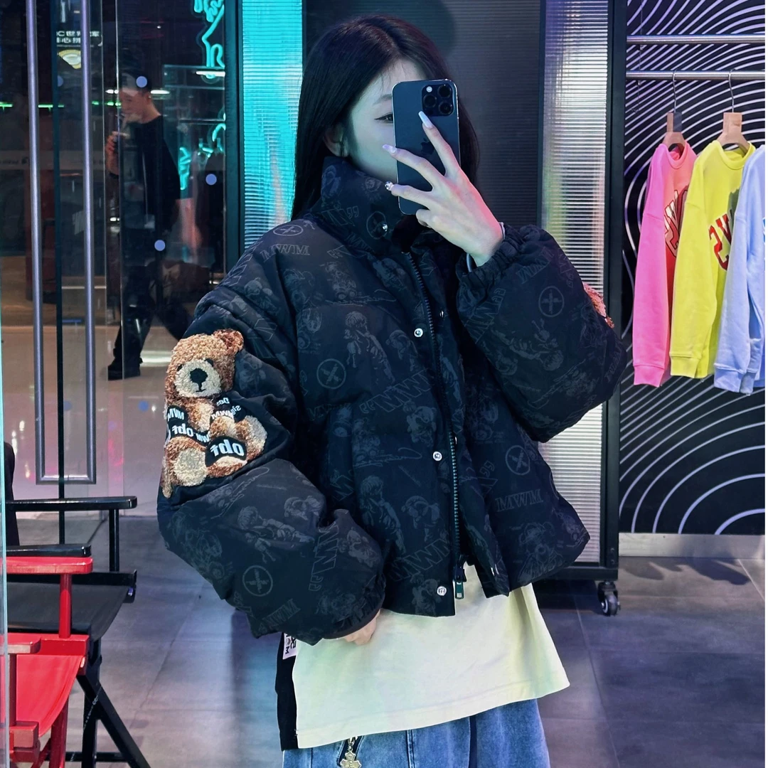 MWM小熊反光印花可拆卸袖外套