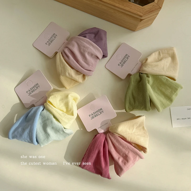 彩色宽边无接缝发圈女简约百搭头圈发绳高弹力耐用皮筋不伤发头绳