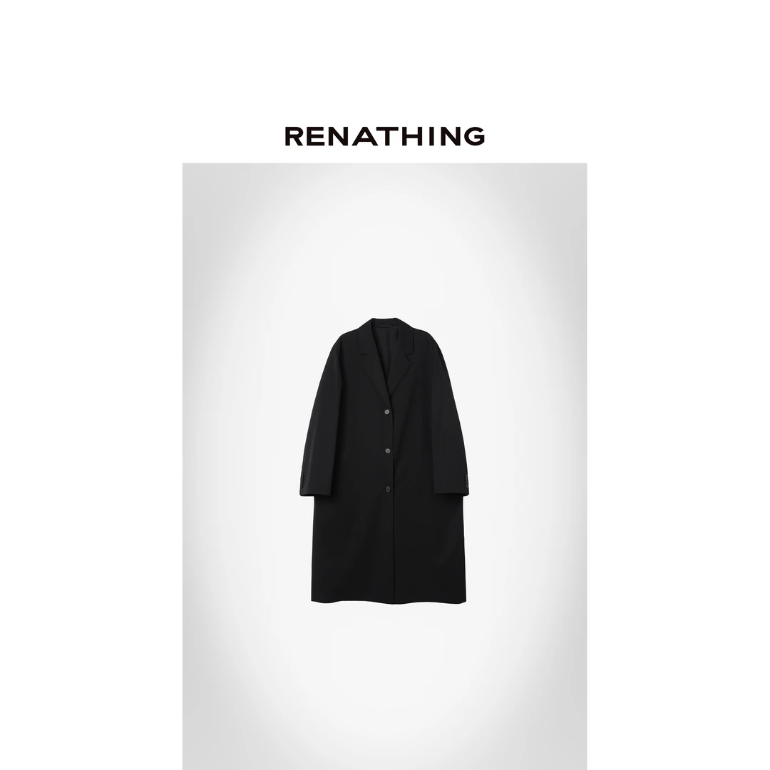 【RENATHING】简约单排扣质感剪裁大衣