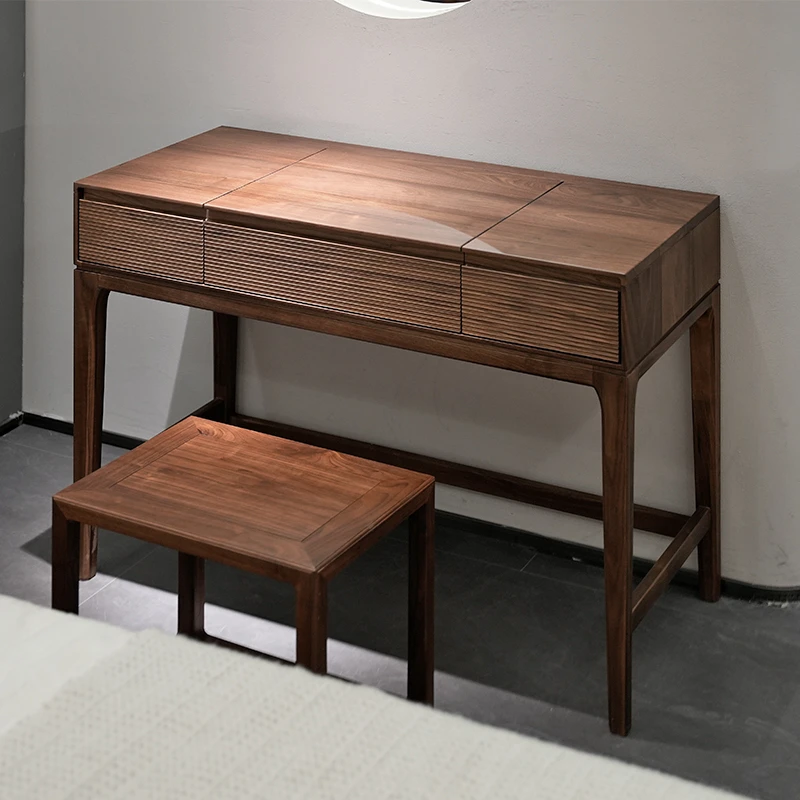 臻致美G北美黑胡桃翻盖梳妆台桌