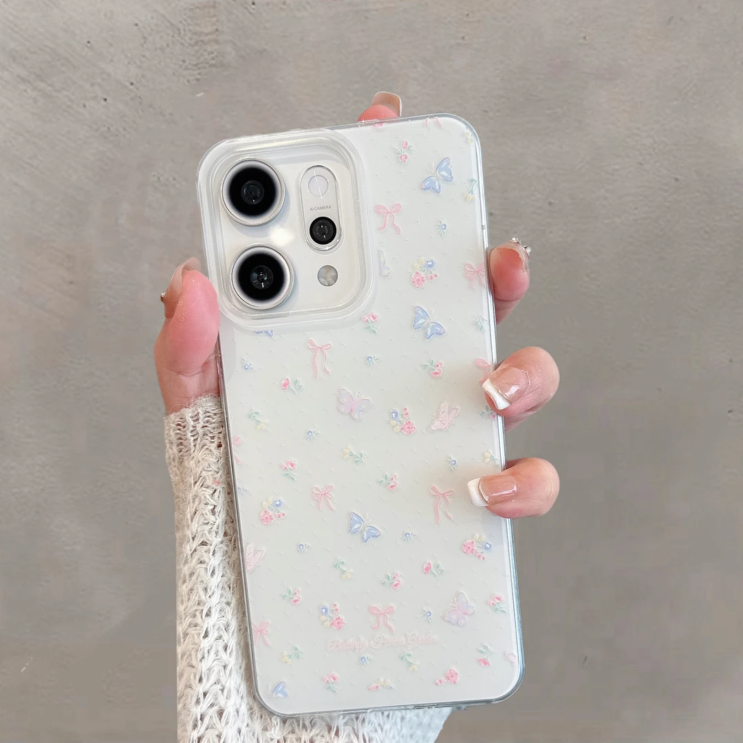 适用于opporeno14手机壳14pro新款女pla110小清新pkz110蝴蝶薄款