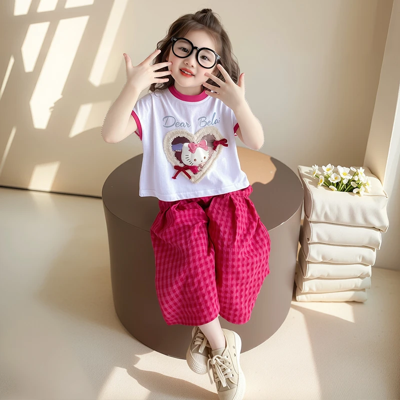 女童夏季套装2025新款儿童夏装洋气时髦短袖女孩宝宝薄款韩系衣服