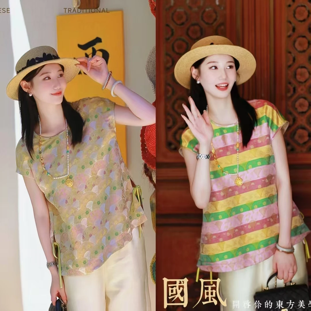 《七七定制》宋锦新中式时尚夏季宽松型衬衫两面穿5540