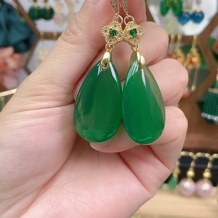 玛瑙/玉髓合金耳饰