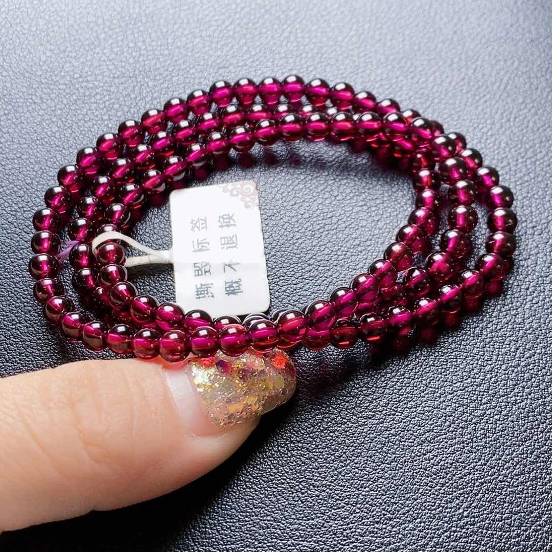 石榴石手链未镶嵌4.8紫牙乌3圈