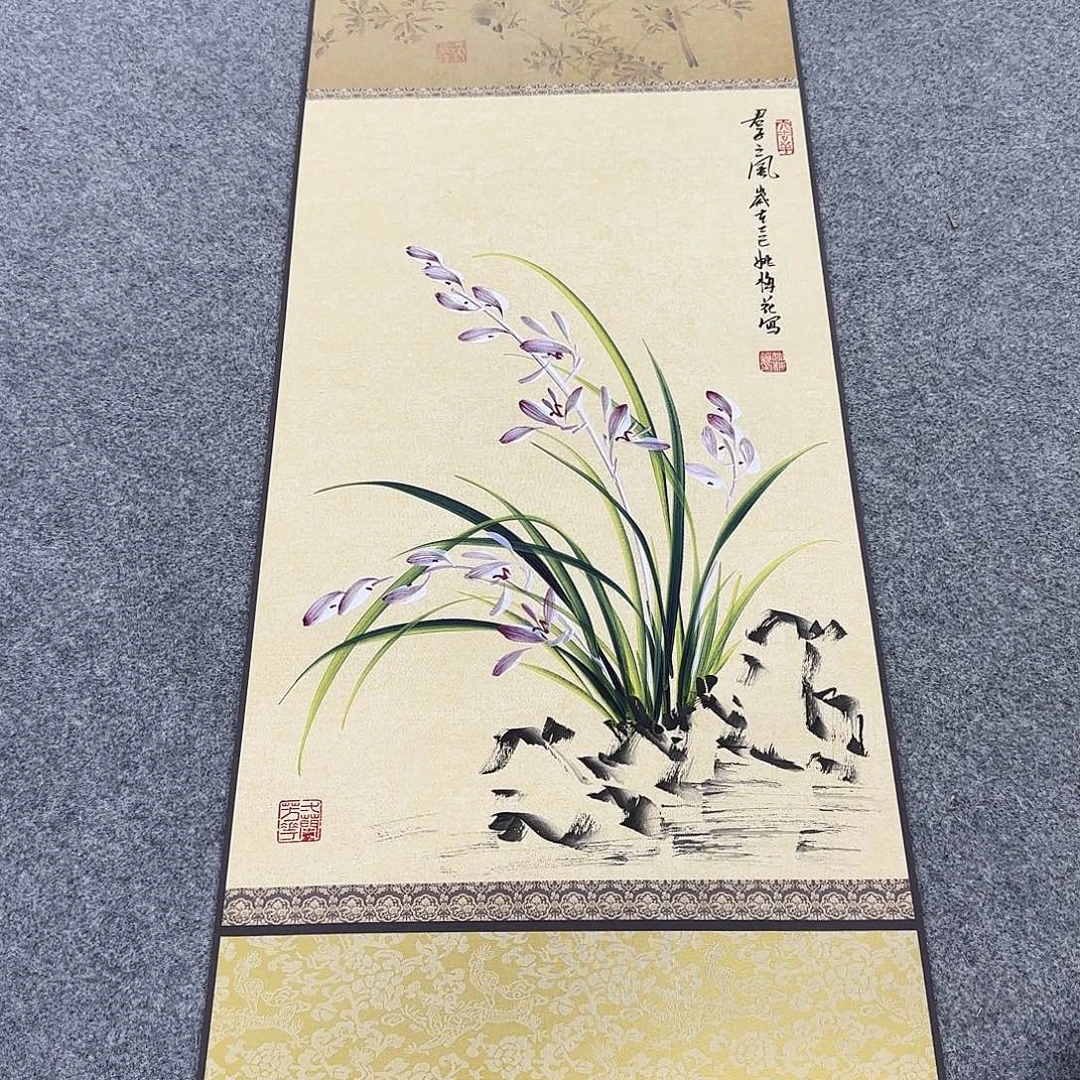 国画国画立体兰花作品