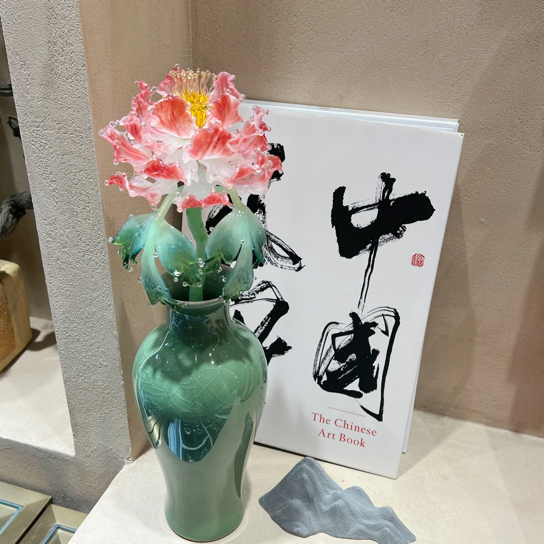 【牡丹花魁】纯手工琉璃玻璃牡丹花魁 玻璃摆件送花瓶