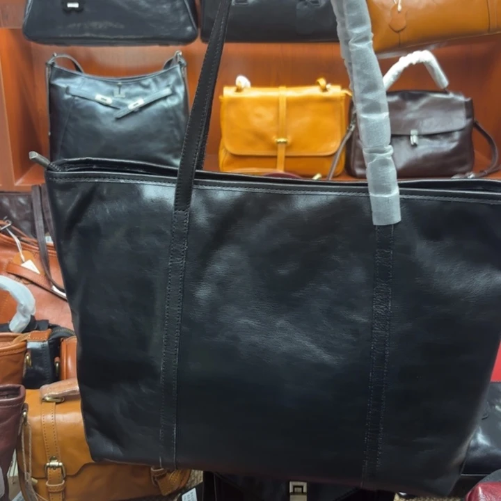 头层牛皮黑色托特