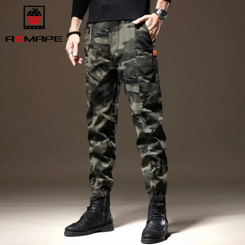 欧美秋季新款迷彩工装休闲裤子男高端潮牌束脚男士秋季款裤子