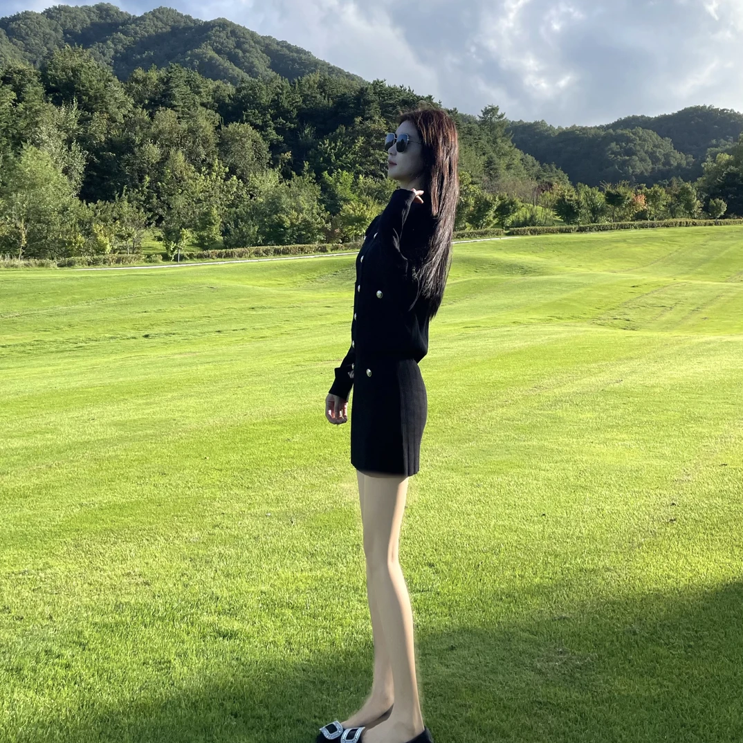 小香风针织套装开衫上衣半身裙两件套气质显瘦显瘦套装宽松中长款