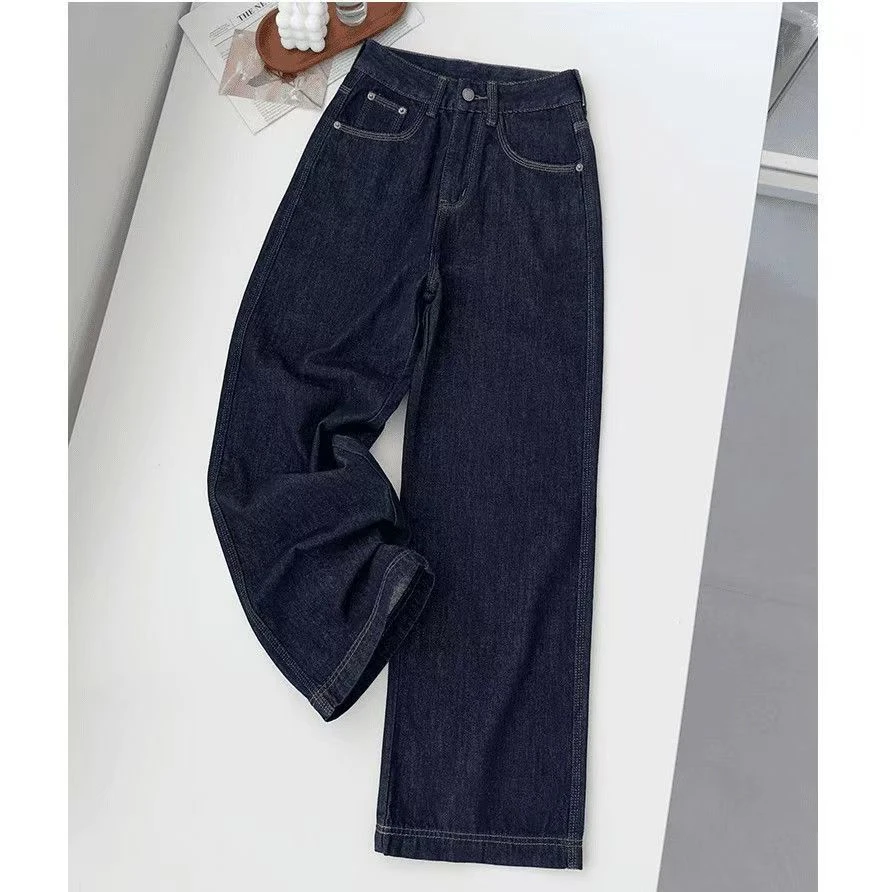 25冬季新款高腰窄版垂感阔腿牛仔裤