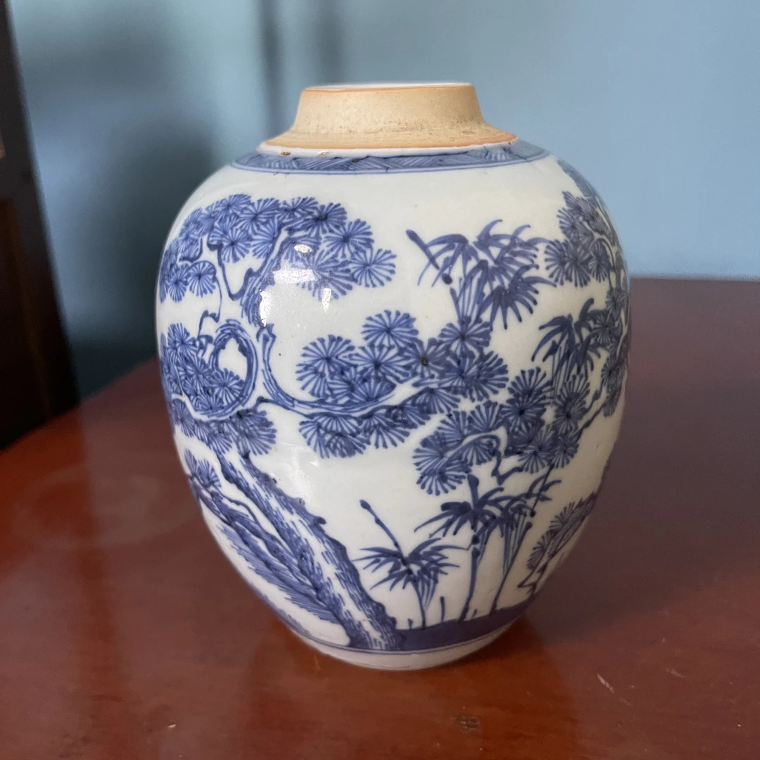 0002 清 青花松竹梅罐