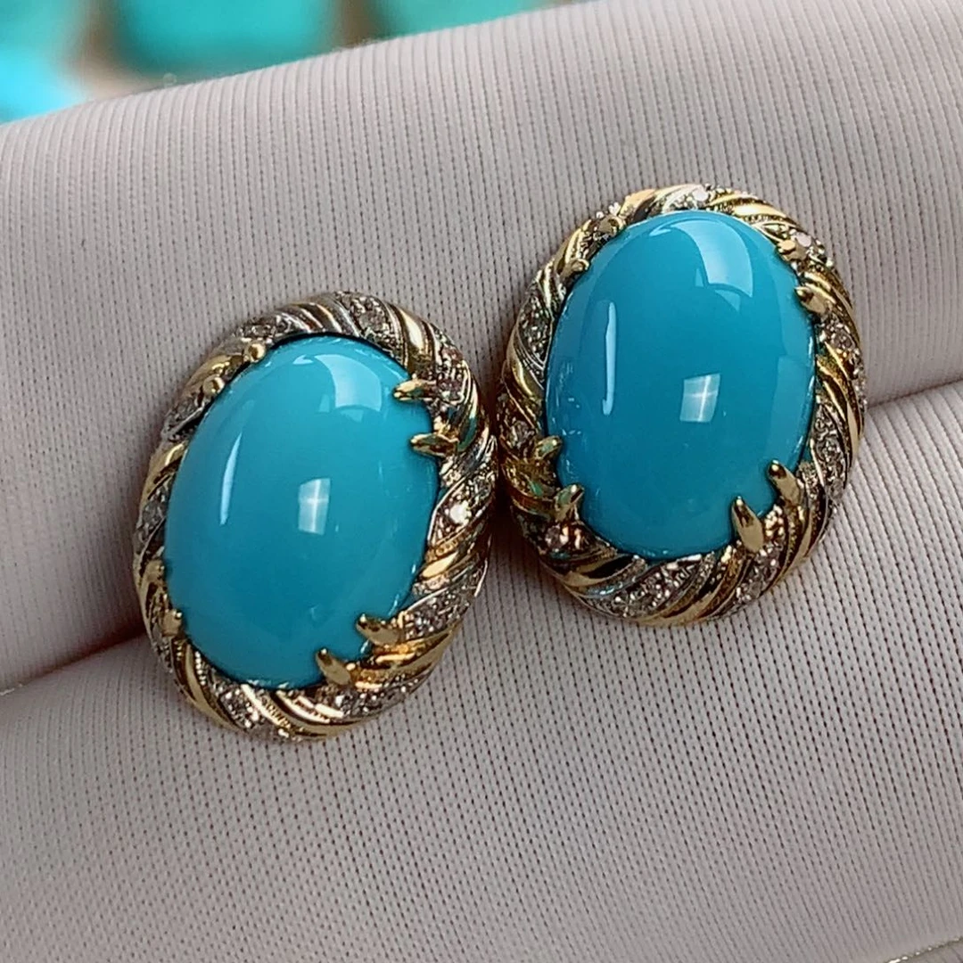 绿松石挂件18K金镶嵌