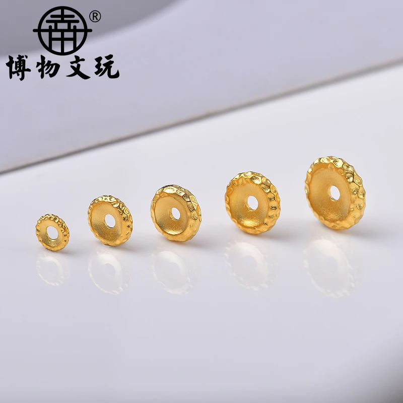 24K工艺黄金色陨石坑隔片垫片文玩手串DIY卡环单珠diy配饰