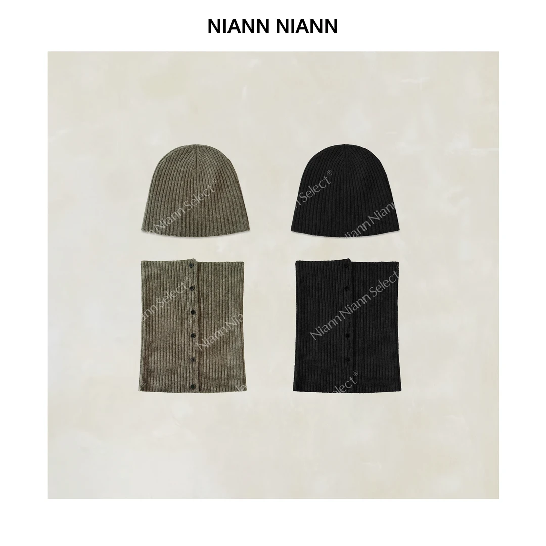 NiannNiann 新品复古简约时尚搭配保暖坑条澳洲羊毛羊绒帽16524