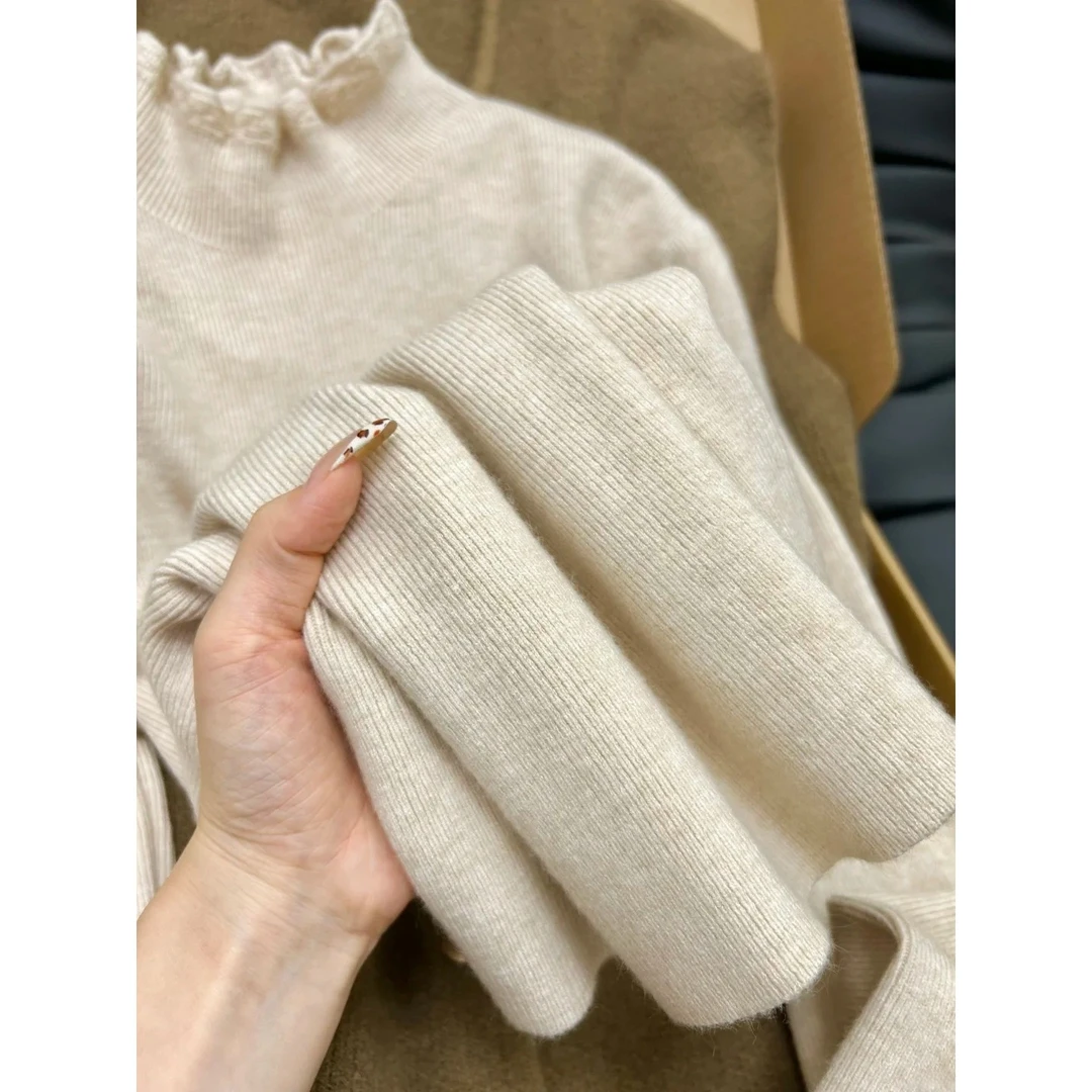 配大衣叠穿半高领毛衣女秋冬时尚内搭打底衫长袖高级百搭时髦上衣