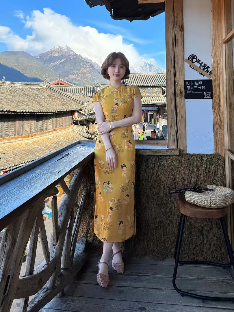 【小唐人】300斤特大码女装裙子夏季女新款复古新中式旗袍连衣裙