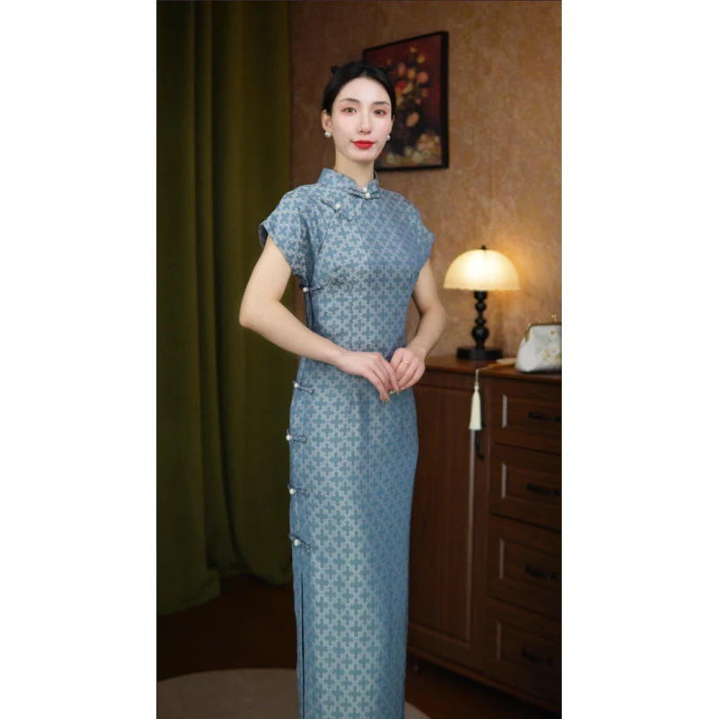 花笺坊  【西湖月】大开襟日常国风优雅高端气质旗袍连衣裙长125cm