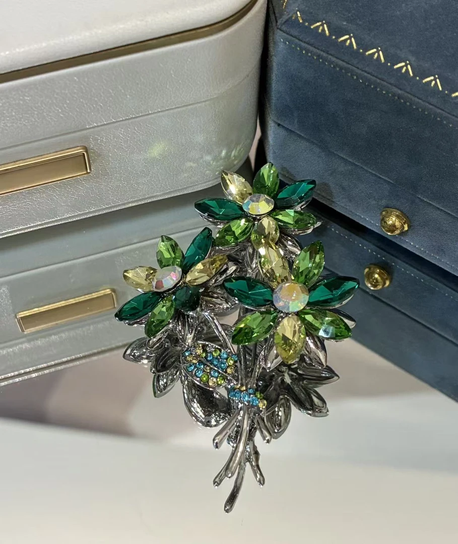 合金胸针 【绿钻花朵】简约百搭精致优雅高档春夏时尚胸针