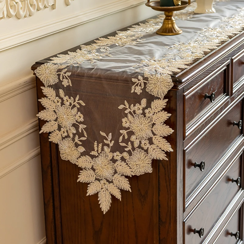 刺绣简约轻奢蕾丝布艺茶几餐桌电视柜鞋柜五斗柜盖巾