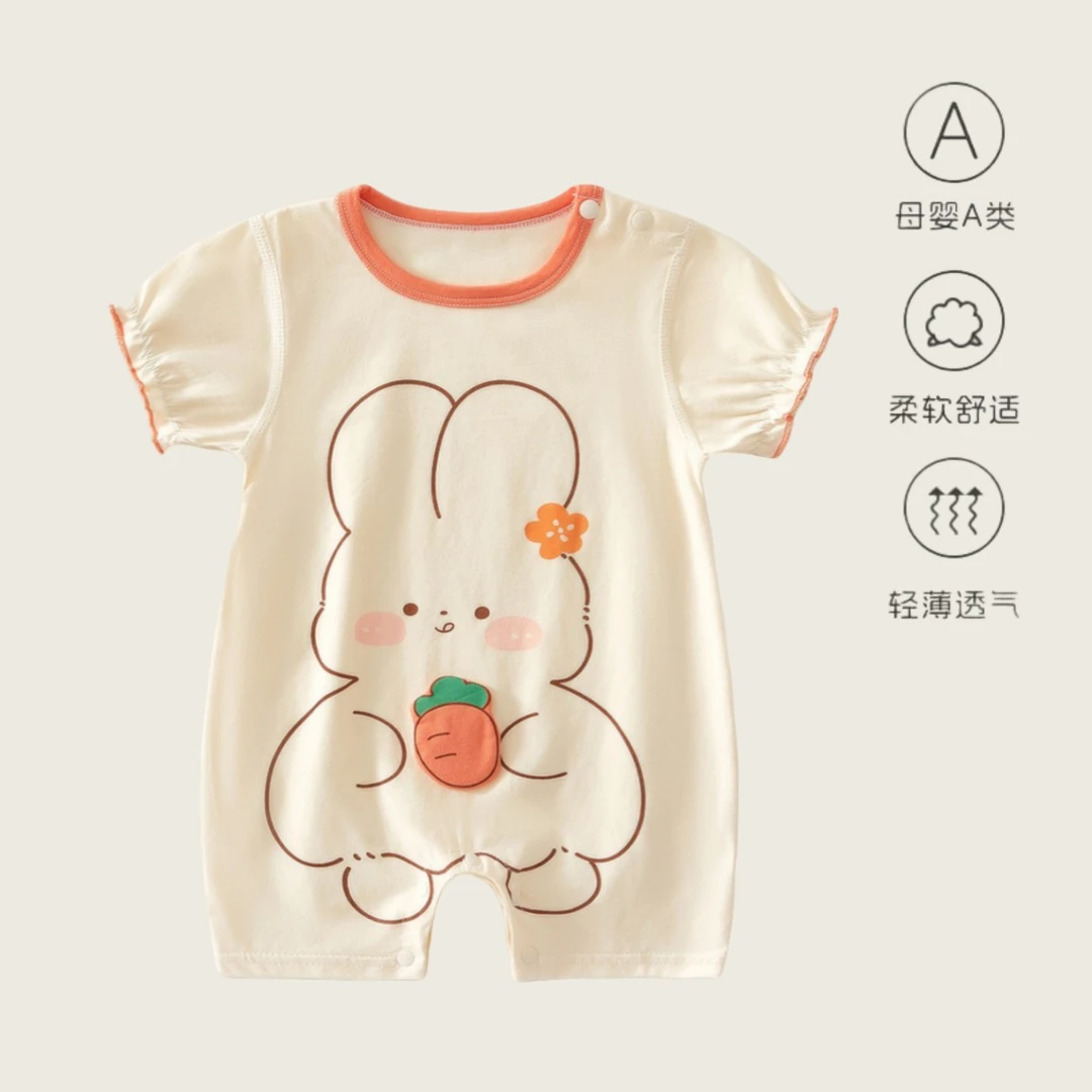 夏季薄款婴儿衣服短袖连体衣新生宝宝夏装无骨a类100棉儿童连身服