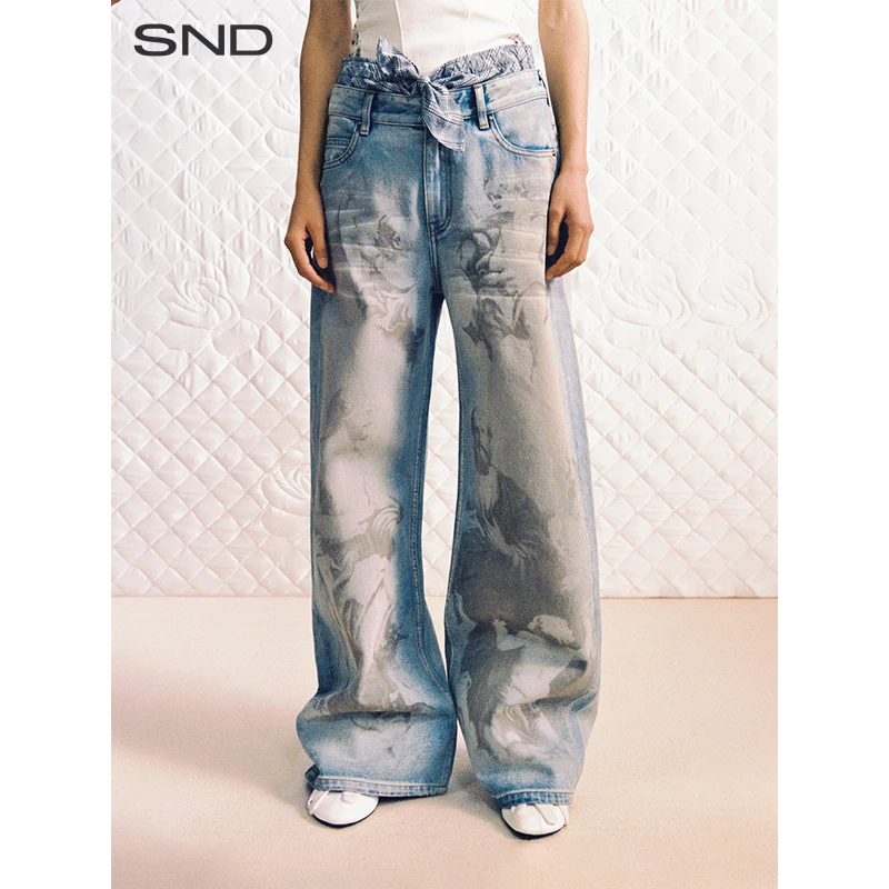 【TRINITE 设计师品牌】SND SS25 Jeans古典肖像印花脏染牛仔裤