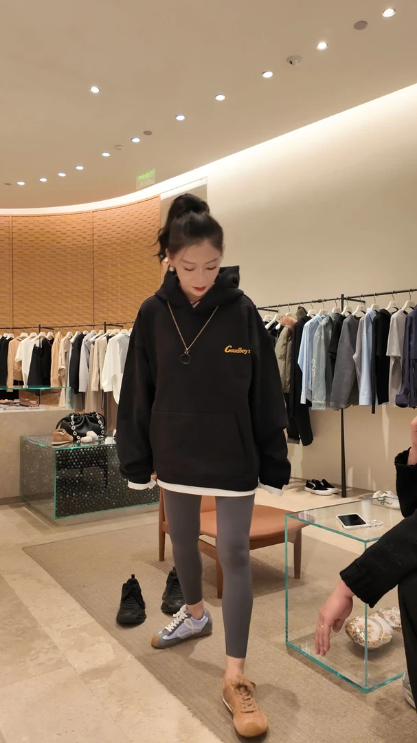 GOODBOY 25新款设计师创意涂鸦黑色连帽卫衣