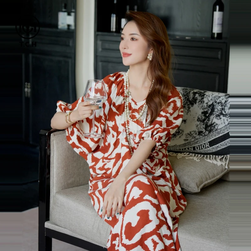 TCH私服烫钻工艺时尚休闲百搭气质连衣裙女T75C30E1028轻奢tch