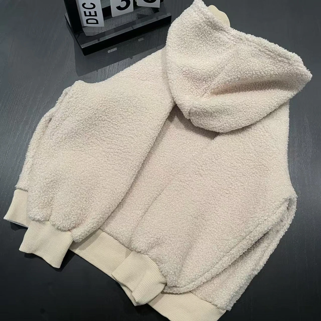 秋冬男童女童羊羔绒卫衣杏色 3908沐系
