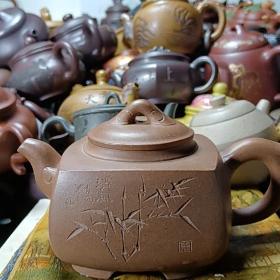 紫砂茶壶宜兴原矿老段柴烧手工400cc紫砂壶