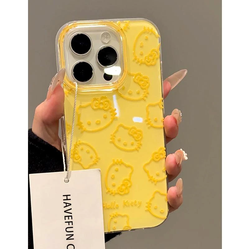 奥菲顿夏日柠檬黄KT适用iPhone1615大孔手机壳华为vivo小米oppo套