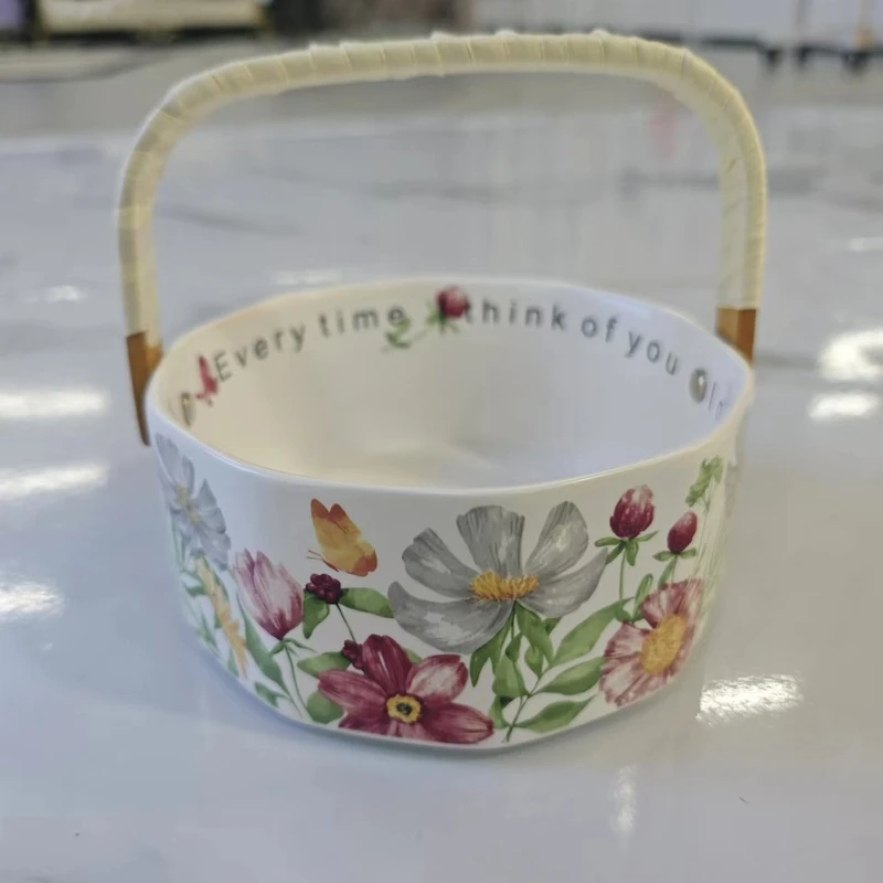 复古原创设计陶瓷水果提篮家用客厅果盘高级感小众原创礼物