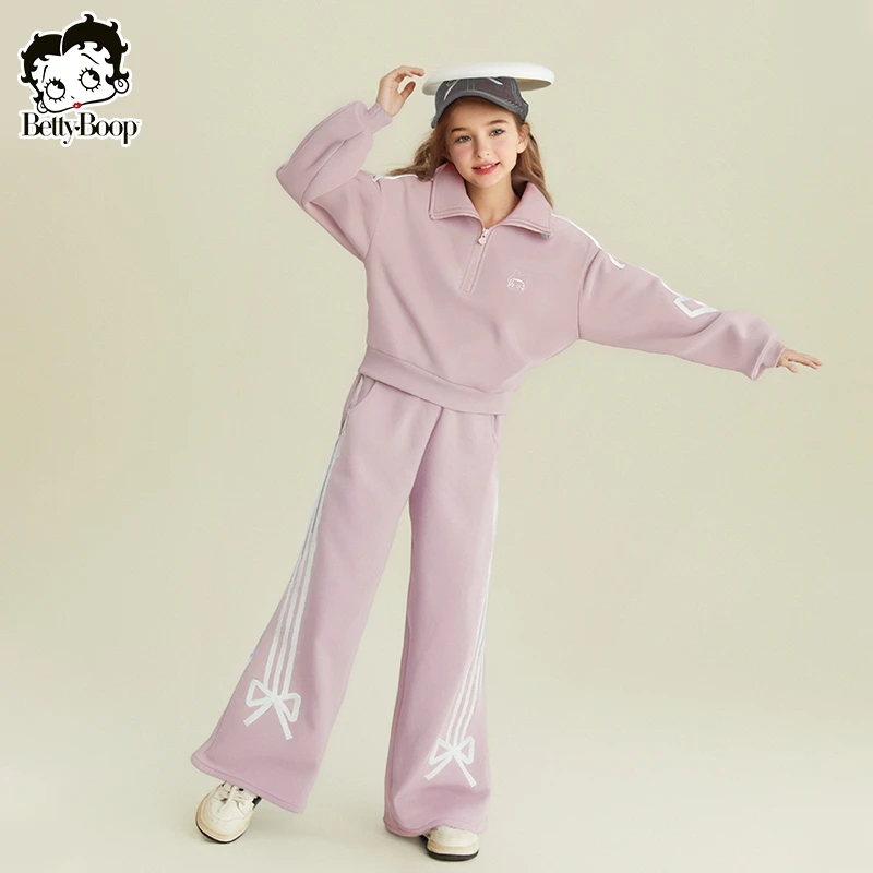 贝蒂女童春秋季短款立领卫衣裤子套装2025年中大童两件套25463