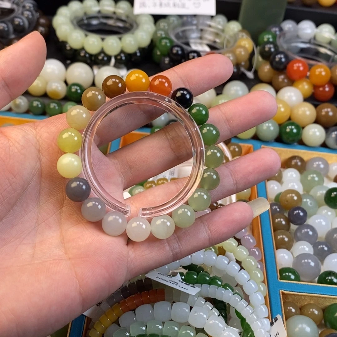 和田玉手串未镶嵌卡10多宝