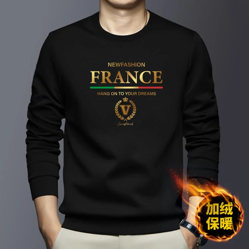 VIWEVSS【官方正品】男士卫衣圆领高档加绒加厚潮流休闲秋季男上衣