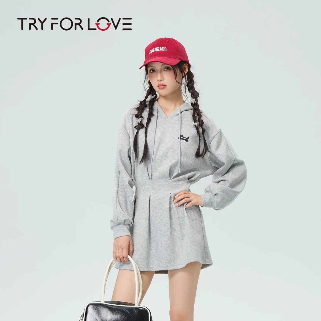 TRYFORLOVE小众设计师连衣裙连帽款女生韩系ins衣服秋季长袖裙子