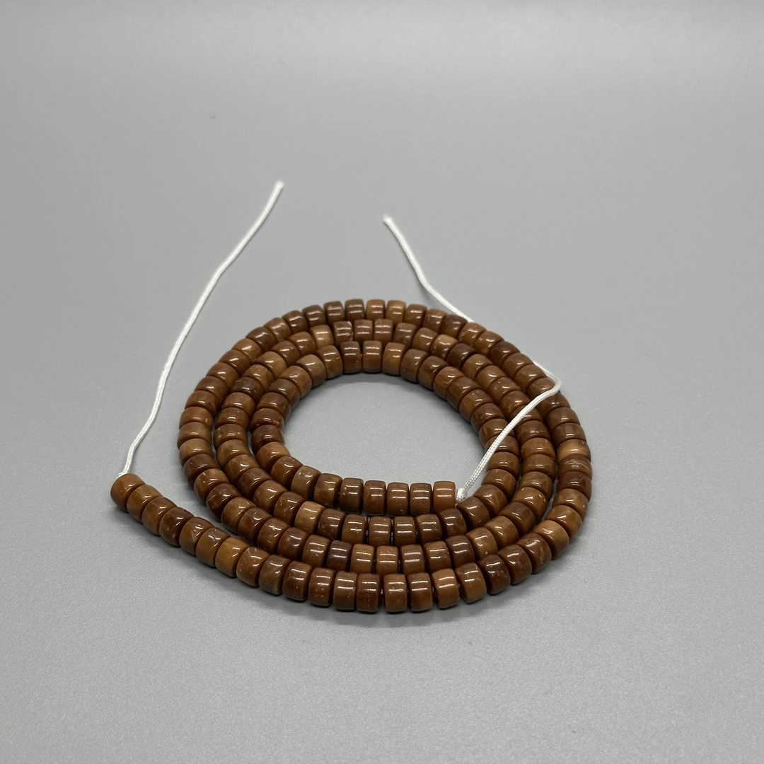 【D5800】库克片珠6*4mm左右108脖挂原生态高油高密天然棕线棕眼