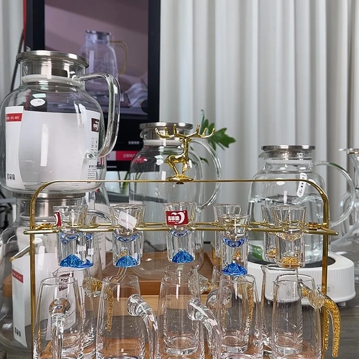 水晶玻璃无盖款5+5金山➕5+5蓝山➕杯架