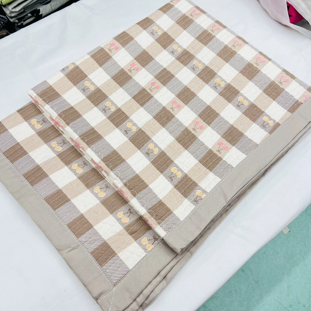 【包边床盖】<咖格小樱桃>90X220cm<±5cm>绗缝 多功能水洗透气