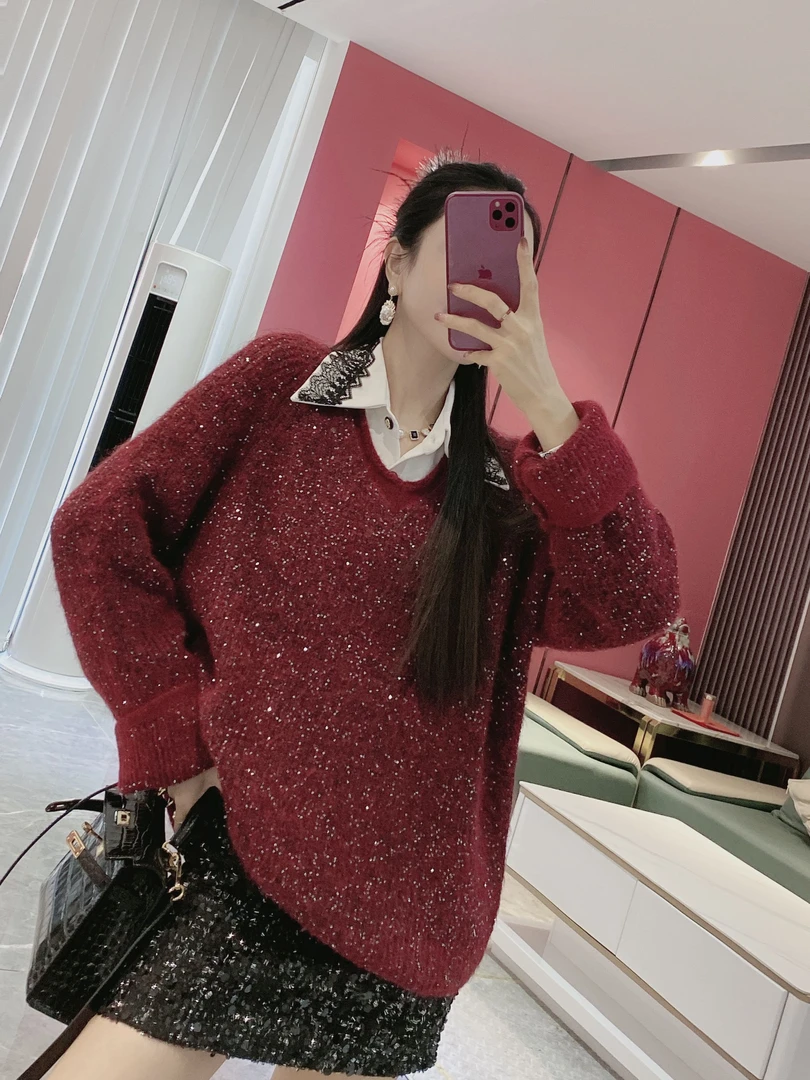 小珠片亮闪闪毛衣6623