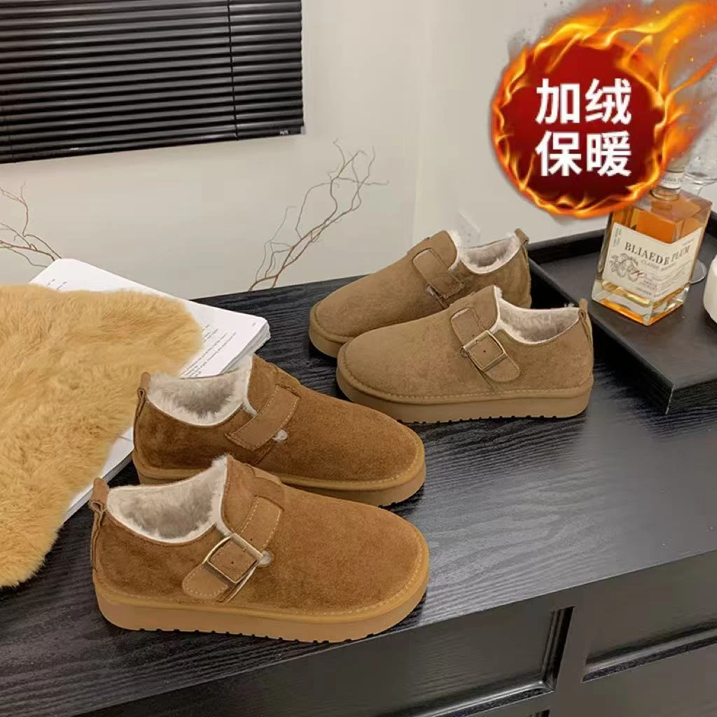 爆款厚底勃肯鞋女2025新款冬季加绒保暖棉鞋子休闲雪地靴豆豆鞋