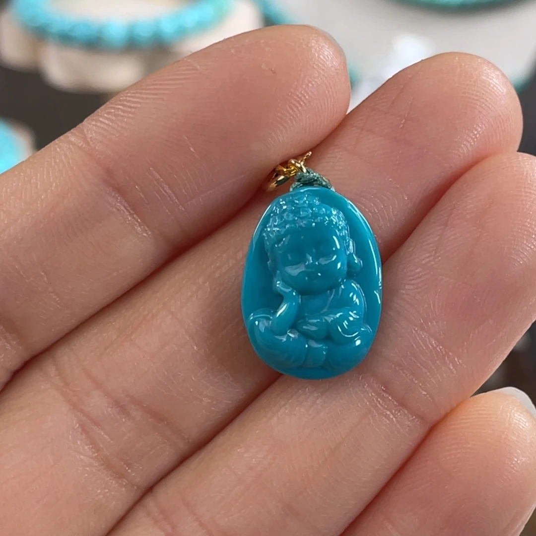 绿松石未镶嵌套链宝宝佛