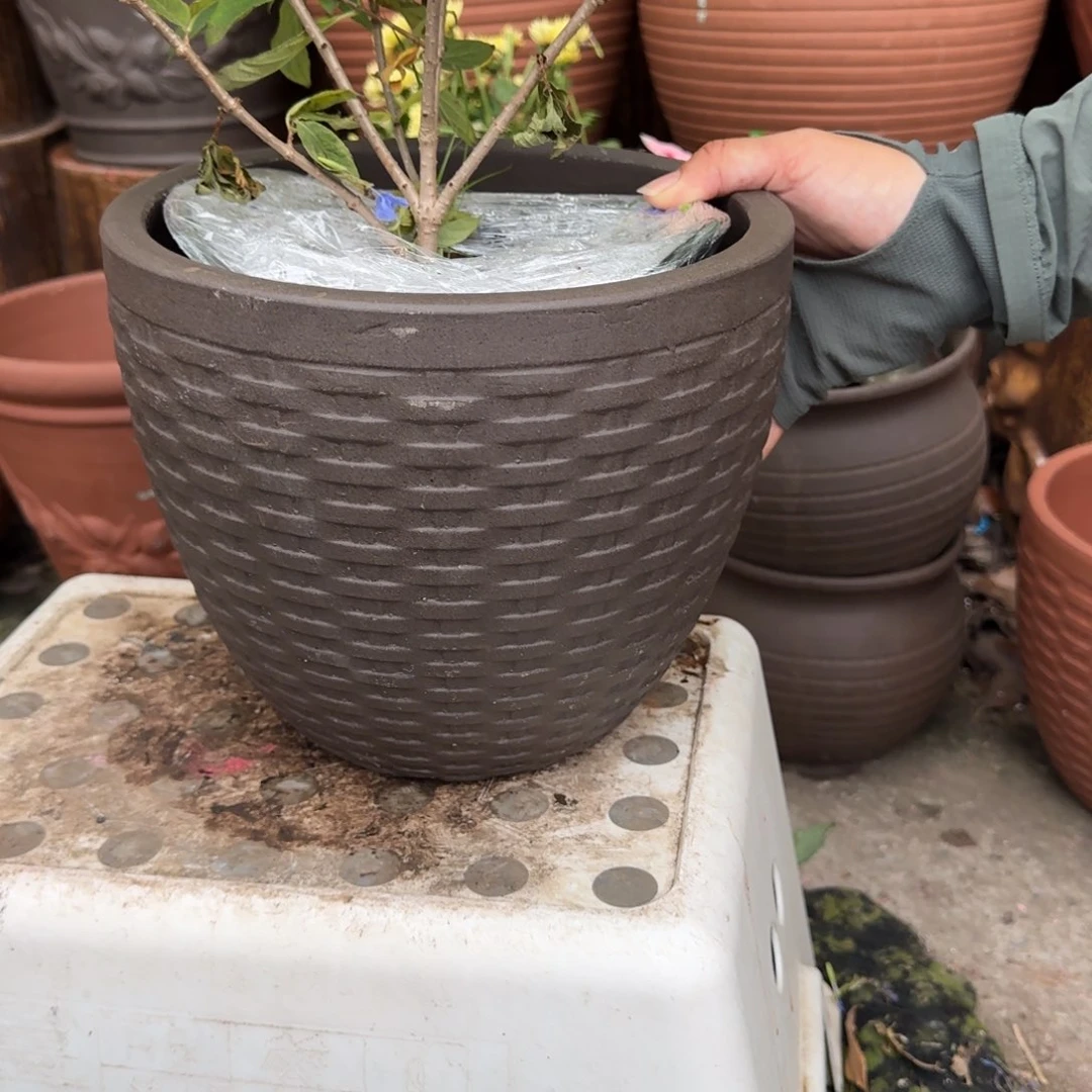 紫砂花盆口24高23宜兴紫砂