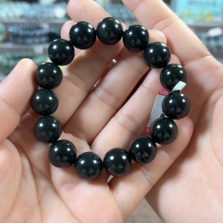 和田玉手链未镶嵌新疆黑青卡14