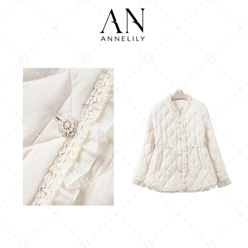 ANNELILY【羽柔】冬季新款时尚气质轻奢百搭羽绒服外套AW2410107