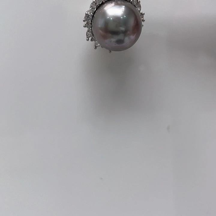吊坠(不含链)银S925镶嵌海水珍珠13-14mm