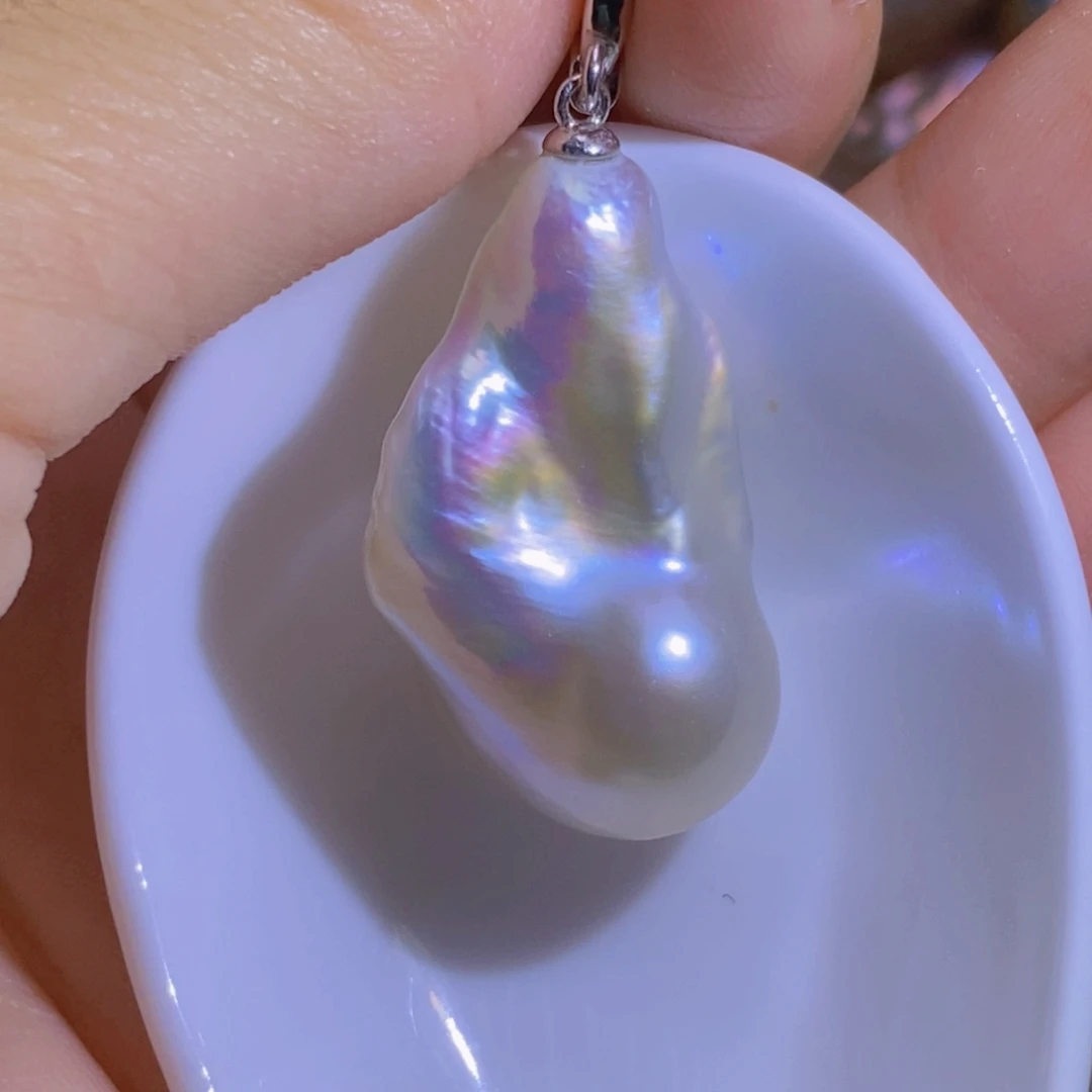 银S925镶嵌淡水珍珠天然淡水珍珠无染色无优化