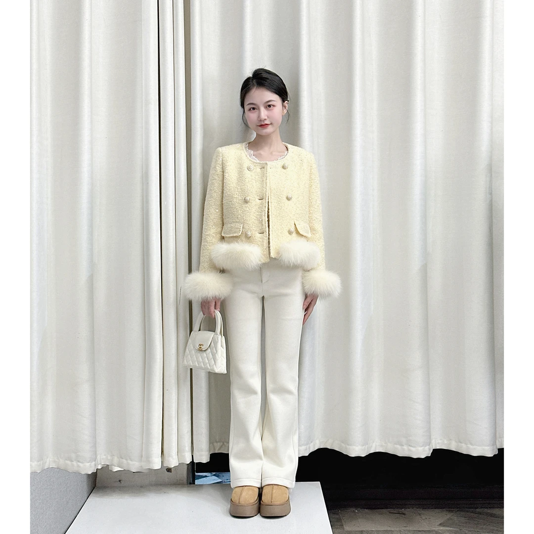 【日光香颂】小娜椒小个子名媛小香风亮片圆领百搭短款羽绒服外套女