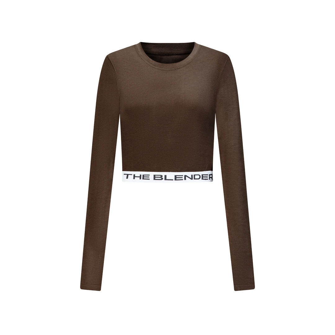 【顾文婷推荐】THE BLENDER LOGO 织带 高腰修身打底 TB2056WCTOP