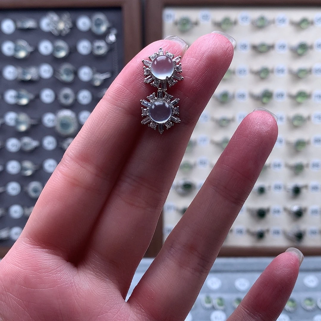 香***呀蛇纹石玉银S925镶嵌戒指